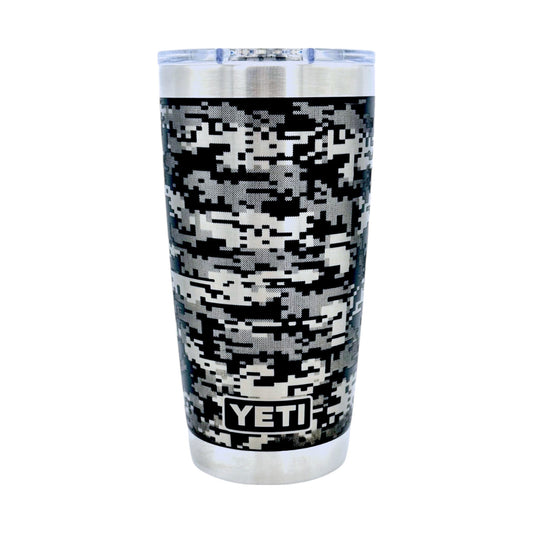 BLACK DIGITAL CAMO - Laser Engraved YETI 20oz Tumbler w/Custom Mag.