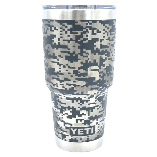 CHARCOAL DIGITAL CAMO - Laser Engraved YETI 30oz Tumbler w/Custom Mag.