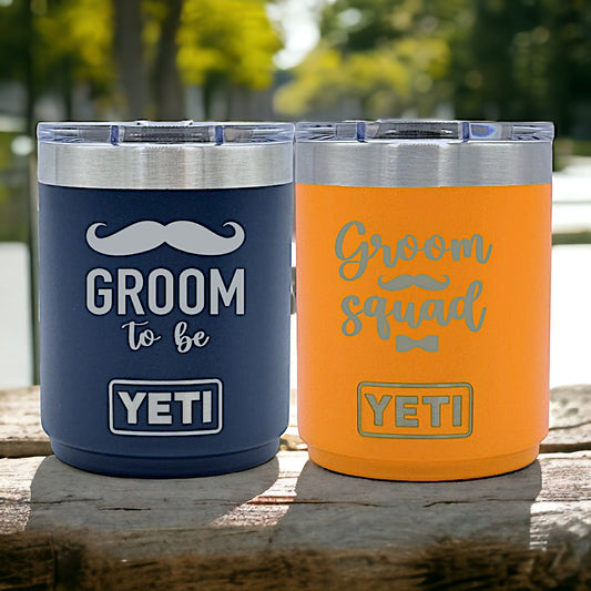 WEDDING GIFTS - LASER ENGRAVED YETI 10oz LOWBALL - GIFT FOR GROOM AND GROOMSMEN