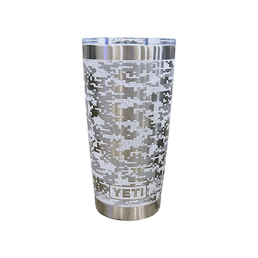 GREY STONE DIGITAL CAMO - Laser Engraved YETI 20oz Tumbler w/Custom Mag.