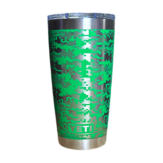 VERDE GREEN DIGITAL CAMO - Laser Engraved YETI 20oz Tumbler w/Custom Mag.