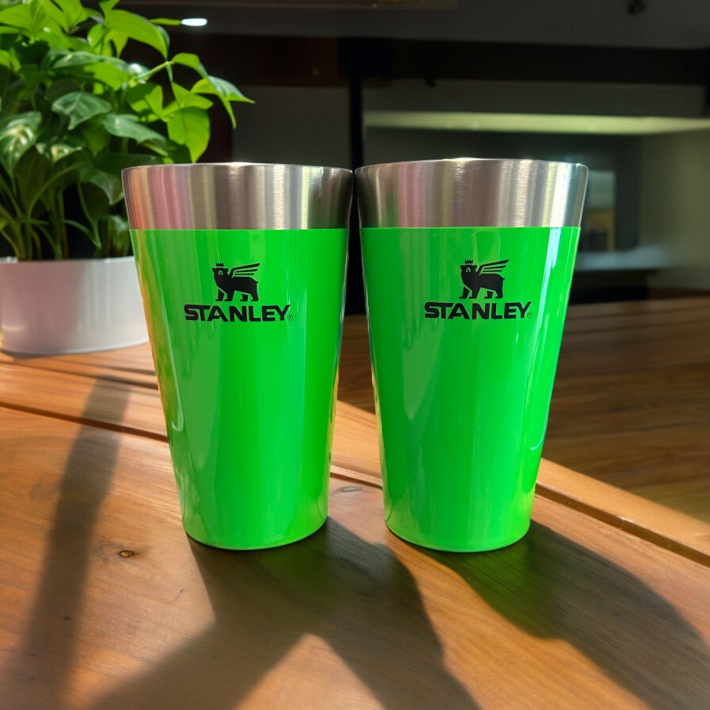 STANLEY 16oz BEER PINT (SET OF MATCHING TWO) in NEON GREEN