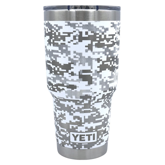 WHITE DIGITAL CAMO - Laser Engraved YETI 30oz Tumbler w/Custom Mag.