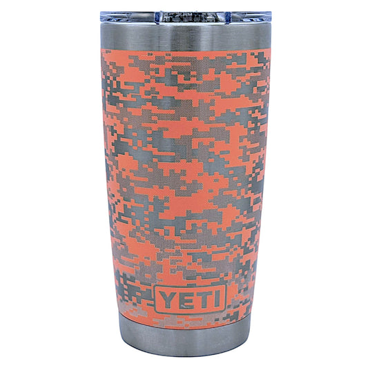 CORAL DIGITAL CAMO - Laser Engraved YETI 20oz Tumbler w/Custom Mag.