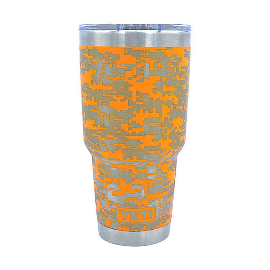 KING CRAB ORANGE DIGITAL CAMO - Laser Engraved YETI 30oz Tumbler w/Custom Mag.