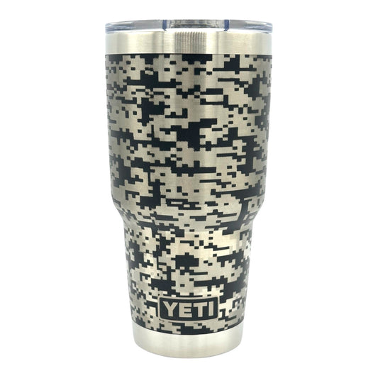 BLACK DIGITAL CAMO - Laser Engraved YETI 30oz Tumbler w/Custom Mag.