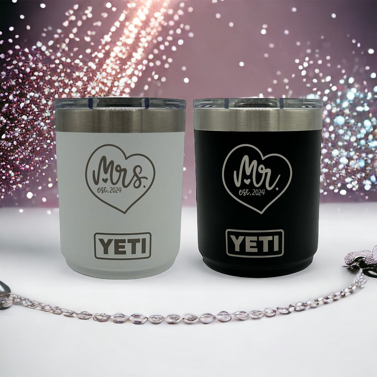 WEDDING GIFTS - LASER ENGRAVED YETI 10oz LOWBALL - GIFT FOR MARRIED COUPLE