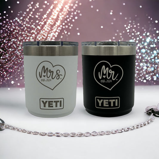 WEDDING GIFTS - LASER ENGRAVED YETI 10oz LOWBALL - GIFT FOR MARRIED COUPLE