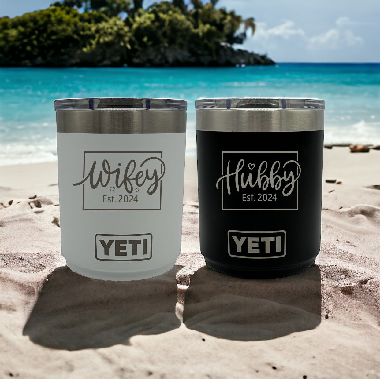 WEDDING GIFTS - LASER ENGRAVED YETI 10oz LOWBALL - GIFT FOR MARRIED COUPLE