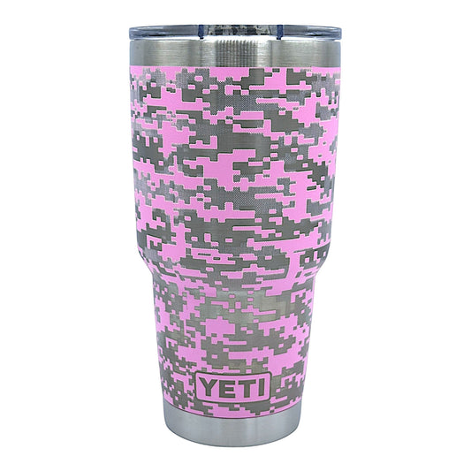 POWER PINK DIGITAL CAMO - Laser Engraved YETI 30oz Tumbler w/Custom Mag.