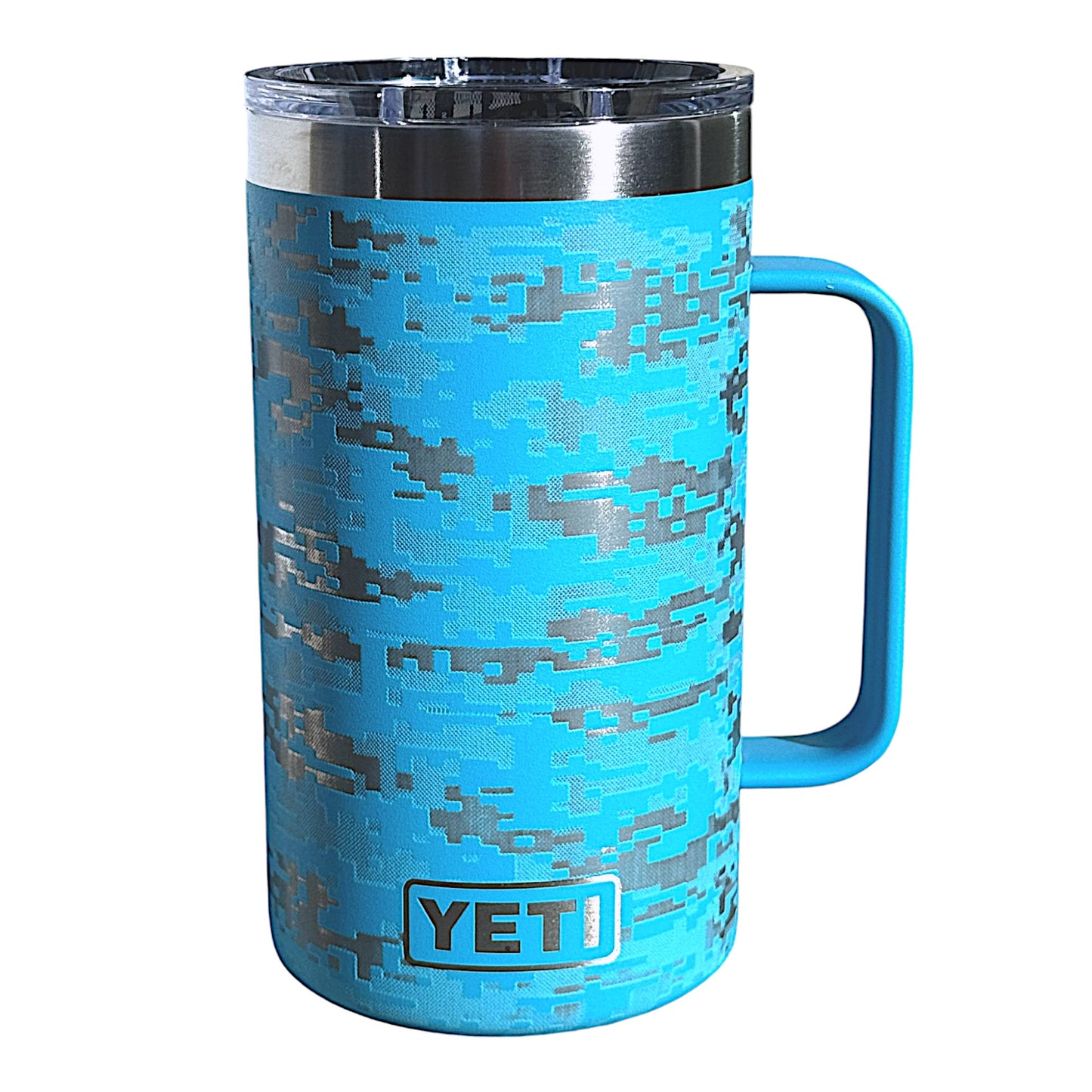 REEF BLUE DIGITAL CAMO - Laser Engraved YETI 24oz Mug w/Custom Mag.